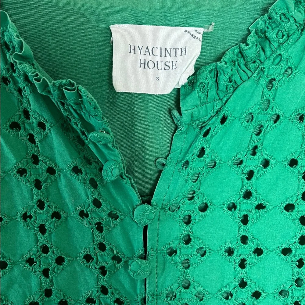 Tuckernuck Hyacinth House Green Eyelet Midi Tryall Dress Women’s Size S - Picture 4 of 7